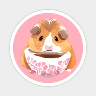 Cute Guinea Pig Drinking Coffee Magnet